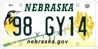 NE license plate 98GY14