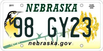 NE license plate 98GY23