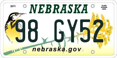 NE license plate 98GY52