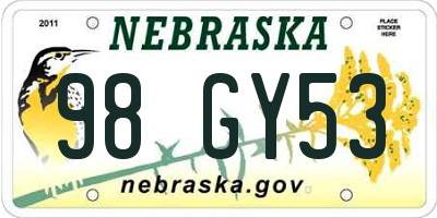 NE license plate 98GY53
