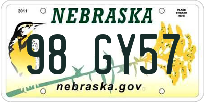 NE license plate 98GY57