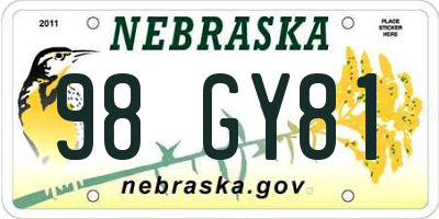 NE license plate 98GY81