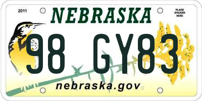 NE license plate 98GY83