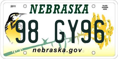 NE license plate 98GY96