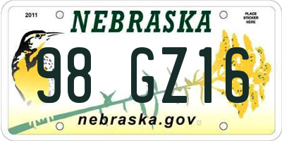 NE license plate 98GZ16