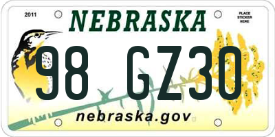 NE license plate 98GZ30