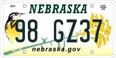 NE license plate 98GZ37