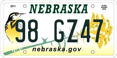 NE license plate 98GZ47