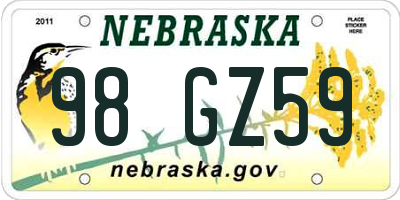 NE license plate 98GZ59