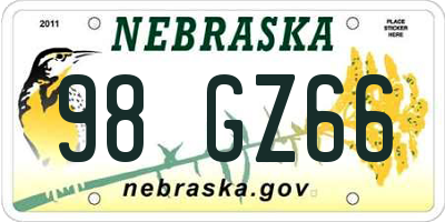NE license plate 98GZ66