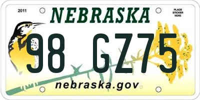 NE license plate 98GZ75