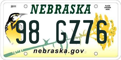 NE license plate 98GZ76