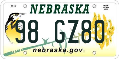 NE license plate 98GZ80