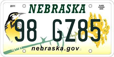 NE license plate 98GZ85