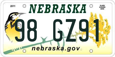 NE license plate 98GZ91