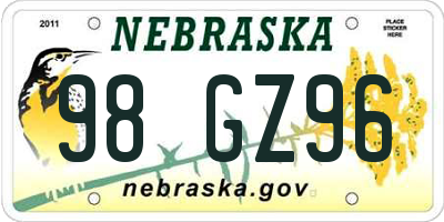 NE license plate 98GZ96