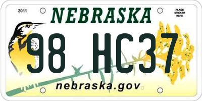 NE license plate 98HC37
