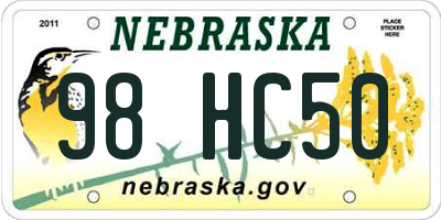 NE license plate 98HC50