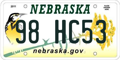 NE license plate 98HC53