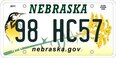 NE license plate 98HC57