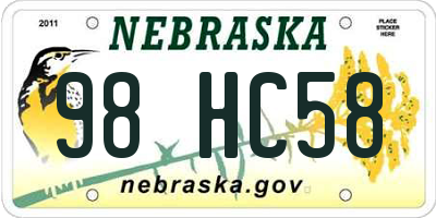 NE license plate 98HC58