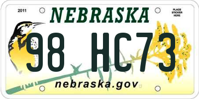 NE license plate 98HC73
