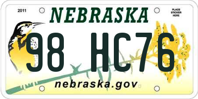 NE license plate 98HC76