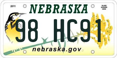 NE license plate 98HC91
