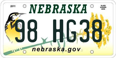 NE license plate 98HG38