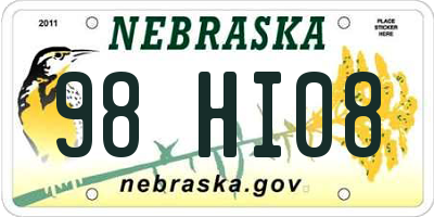 NE license plate 98HI08