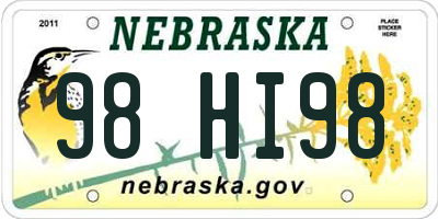 NE license plate 98HI98