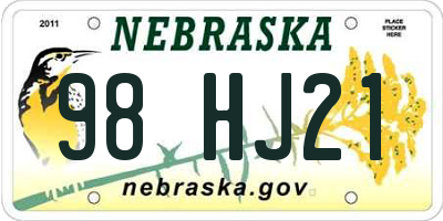 NE license plate 98HJ21