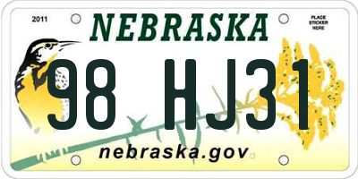 NE license plate 98HJ31