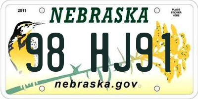 NE license plate 98HJ91