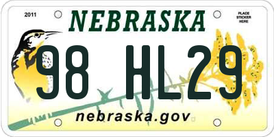 NE license plate 98HL29