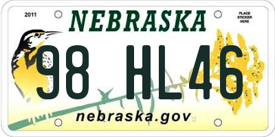 NE license plate 98HL46