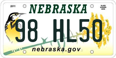 NE license plate 98HL50