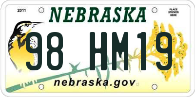 NE license plate 98HM19