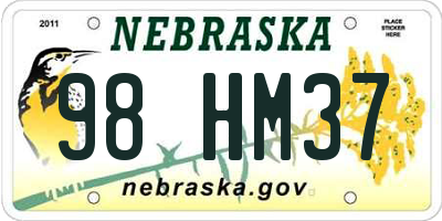 NE license plate 98HM37