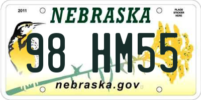 NE license plate 98HM55
