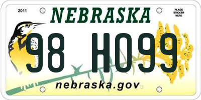 NE license plate 98HO99
