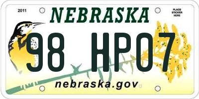 NE license plate 98HP07