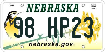 NE license plate 98HP23