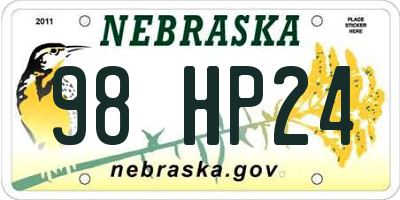 NE license plate 98HP24