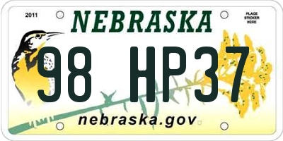 NE license plate 98HP37