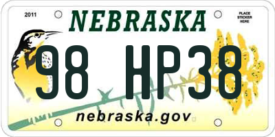NE license plate 98HP38