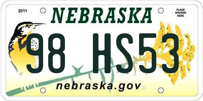 NE license plate 98HS53