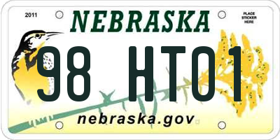 NE license plate 98HT01