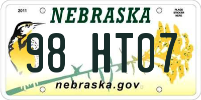 NE license plate 98HT07