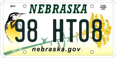 NE license plate 98HT08